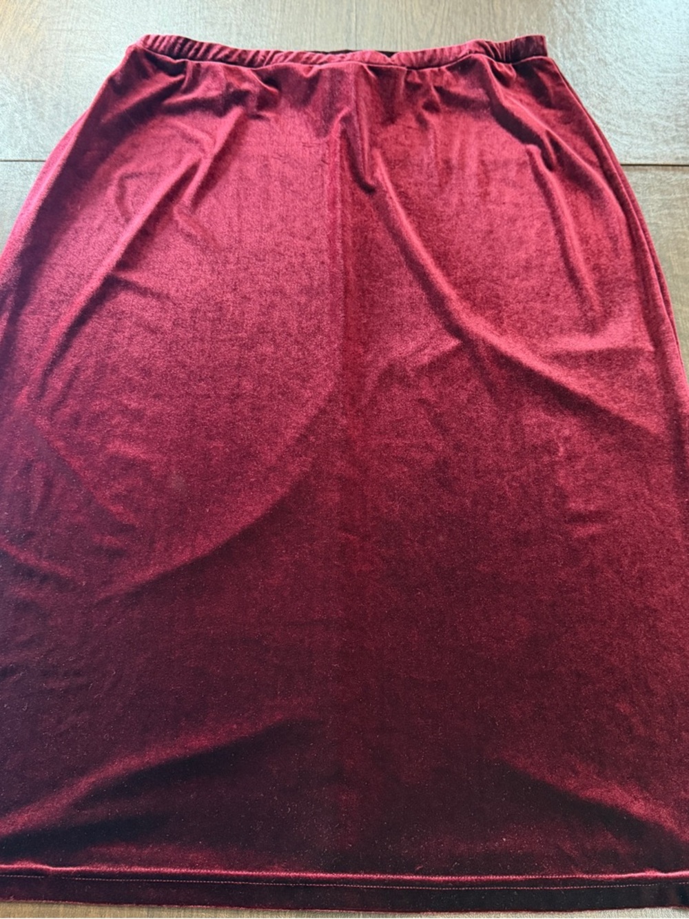 Vtg Fashion Bug Maxi Skirt Womens Velvet Wine Red  Elastic Waist Sz 2X